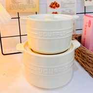 Minimalist Cream Bowl with Lid | 2 Sizes | Aesthetic Kitchenware