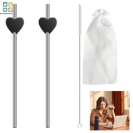 2Pcs No Wrinkle Straw Stainless Steel Straw Reusable Straws 11.5 Inch Long Metal Straw with Cleaning Brush and Cloth Bag SHOPSBC2690