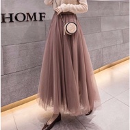SA2059 -M'SIA Stok Sedia Fesyen Skirt Wanita Ready Stock Women High Waist Tutu Skirt3层半身裙高腰大裙摆长裙百褶网纱