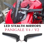 Motorcycle With LED Turn Signal Stealth Mirrors for DUCATI Panigale V4 Accessories Rearview Mirror P