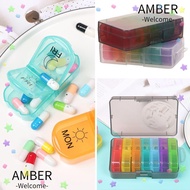 AMBER Medicine Storage Box Portable 7 Days AM PM Large Capacity Medicine Dispenser