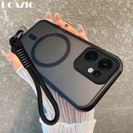 Luxury Magnetic Casing For OPPO Reno 13F 12F 13 12 5G 4G Pro 5G Frosted Semi Clear With Wristband La