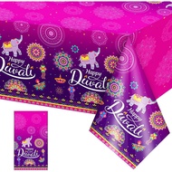 Peryiter Happy Diwali Alas Meja Pakai, Pesta Lampu Penutup Meja Plastik untuk Meja Segi Empat Kain M