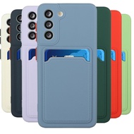 Samsung S20 FE S21 Plus Note 20 S21 S20 Ultra S20Plus Card Slot Holder Case Square Silicone Phone Cover Shockproof Cover