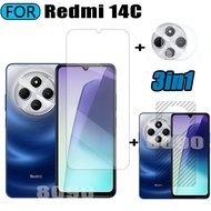 Redmi 14C Tempered Glass 3 in 1 Screen Protector for Redmi 13C 12C 10C 9C A3 Tempered Glass with Cam