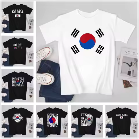 Men T-shirt South Korea Flag Cool South Korean Fans T Shirt Men's tee 100% Cotton XS-5XL O-neck Tshi
