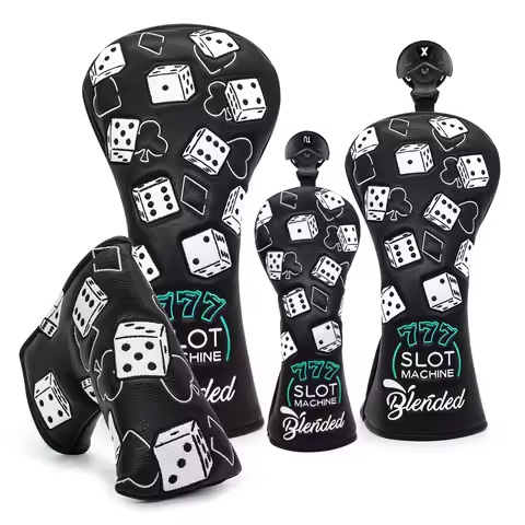 777 Lucky Dice Golf Club Head covers Black Premium Leather Head Covers Set Headcovers for Driver Fai