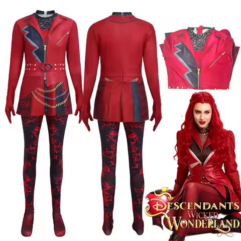 Descendants 5 Wicked Wonderland Red Princess Cosplay Costume Jumpsuit Women Halloween Party Costume