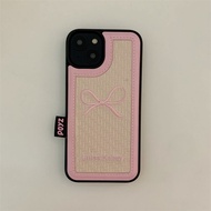 Fashionable Embroidery - Bow Leather Phone Case/Suitable for Apple iPhone 15 Pro Max/iPhone 14 Pro Max Apple Phone Case