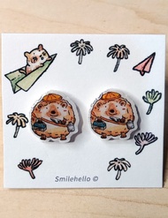 耳針/耳夾/耳環 手工製作 刺蝟郊遊趣(一對)