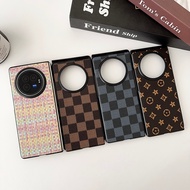 X Fold3 Casing Case for Vivo X Fold 3 X Fold 2 Colorful Retro Plaid Pattern PU Leather Hard Shockproof Mobile Phone Case Cover