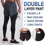 ROOFLESS Running Pants Men Seluar Running Lelaki Seluar Tight Lelaki Tight Pant Man Dual Layer Sport