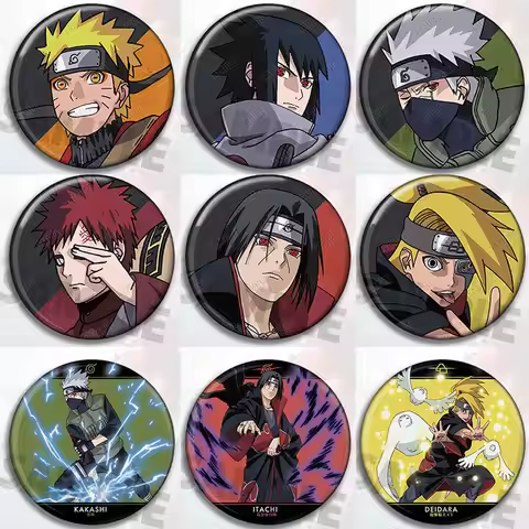 Naruto Anime Badge Pin Set Kakashi Sasuke Itachi Deidara Gaara Cosplay Accessories Collectible Merch