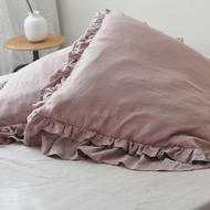 70 色雙層荷葉邊麻枕套 |帶荷葉邊的定制尺寸枕套