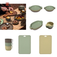 HILABEE Camping Cutlery Outdoor Tableware Set Reusable Plates Lightweight Camping Cutlery Set for Di