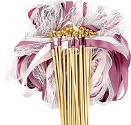 Pack of 30 Wedding Walls with 2 Bell and Wedding Ribbons Purple Wedding Wands Wedding Magic Wands We
