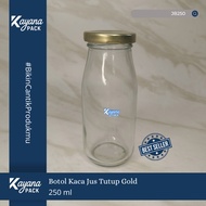 250ML CLEAR GLASS JUICE JAR BOTTLE WITH GOLD CAP Juice Bottle/ Coffee Bottle/ Syrup Bottle/ AIRTIGHT