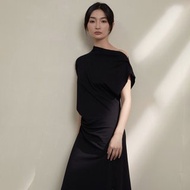 【棉質肌理】新中式復古 針織露肩/修身開叉晚禮服