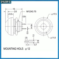 【SHOM】 12mm  for Mini Round  Push Button Switch Waterproof Momentary Push Button