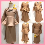 Little Cutie PROMOTION Tema Nude Brown Baju Kurung Budak Perempuan Kid Como Crepe Ironless Muslimah 