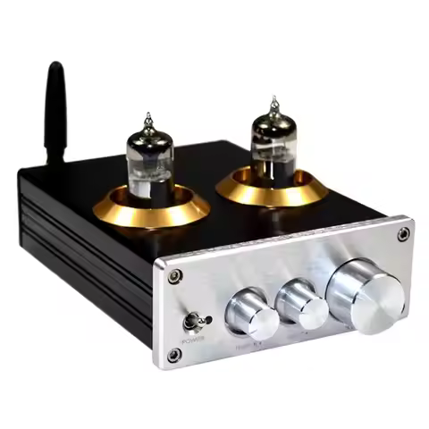 Bluetooth 4.2 Buffer HiFi 6J5 Tube Preamp Amplifier Stereo Preamplifier Silver