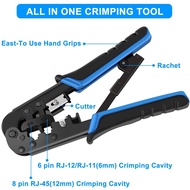 RJ45 crimping tool, Ethernet crimping tool kit, Φ 6p/RJ-11, 8P/RJ-12 crimp, cut and strip, Network Cable tester