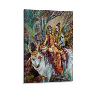 Hindu Indian God Shiva Parvati Religious Vintage Art Poster 1 Canvas Painting Posters and Prints Wal