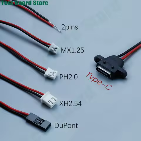1Pce USB3.1 fast charging Type-C female socket connector MX1.25 PH2.0 XH2.54 DuPont wire 2P solderin