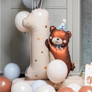 Agar Shop Number 1 Balloons with Teddy Bear Standee Foil Stand Balloon for First Baby Birthday