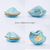 Shell Jewelry Box Alloy Crystal Jewelry Box Blue Jewelry Storage Box Proposal Ring Necklace Box Hand