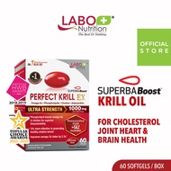 LABO Nutrition Perfect Krill EX Purest Antarctic Krill Oil Omega 3 EPA DHA Phospholipids Astaxanthin Supplement for Brain Heart Cholesterol Liver Joint Vision Muscle Sports Health • Made in USA • 60 Softgels (INTENSIVE)