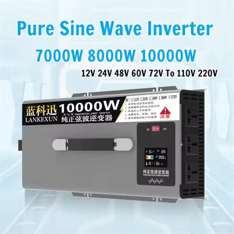 Pure Sine Wave Inverter 7000W 8000W 10000W Power DC12V 24V 48V 60V 72V to AC220V 110V Voltage Power 