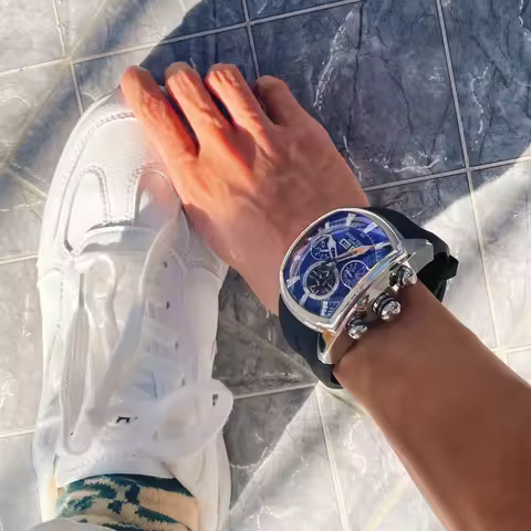 Reef Tiger/RT Top Brand Luxury Big Watch for Men Blue Dial Mechanical Tourbillon Sport Watches Relog