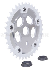 GT 110mm bcd BMX bicycle Power Disc (SILVER) with 36T chainring (WHITE)