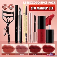 5PC Set Lessxcoco Mascara Waterproof And Long-lasting 36H Anti-smear Eyelash Curling Black Eye Makeu