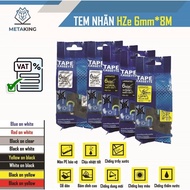 HZe 6mm*8M Label for Brother, Aimo label printers (PT-E110, PT-E300VP, E1000Pro...)