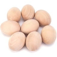 DomeStar Wooden Fake Chicken Eggs, 8PCS 2.5" Unpainted Faux Wood Eggs for Encouraging Hens to Lay Eg