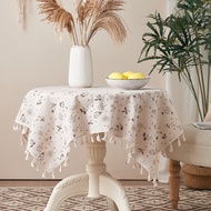150 * 260cm Small Floral Tablecloth Cotton Linen ins Small Fresh Anti-dust Heat Insulation Household