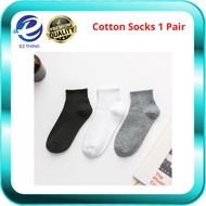 1 Pair Basic Plain Cotton Socks Sport Unisex Muliti-Colour Breathable Stoking Kapas 棉袜子 EZ