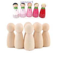 AHOUR1 Wooden Peg Doll for Children Kids Lovely Natural Wood Puppets Handmade Male Female Wood Crafts