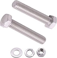 M10-1.5 x 70mm (6 Sets) Hex Bolt with Hex Nut, Large Flat Washers and Lock Washers Hardware Set Kit, Full Coarse Thread, 304 Stainless Steel 18-8, DIN933 / DIN934 /DIN9021