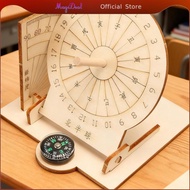 MagiDeal Sundial Clock Model Wood Sundial Clock Kit Educational Toy Astronomy Science Model DIY Asse