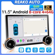 REAKO Android Car Audio Bluetooth Music Player CarPlay 2Din Touch Screen 11.5inch Radio FM AM 2K DSP