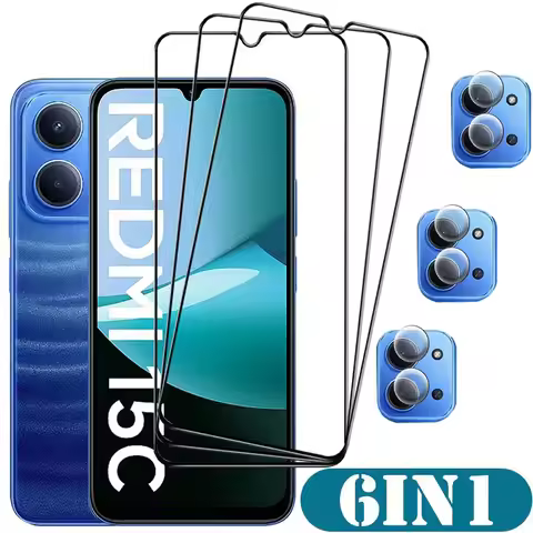 6in1 Screen Protector For Xiaomi Redmi 15C 15 14C 13C 13 12C 12 5G 4G Camera Film Protector Redmi K8