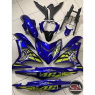 COVERSET YAMAHA BODYSET Y15 YSUKU Y15ZR V1 V2 VALENTINO ROSSI BIRU / HITAM 46 BLACK BLUE SIAP TANAM 
