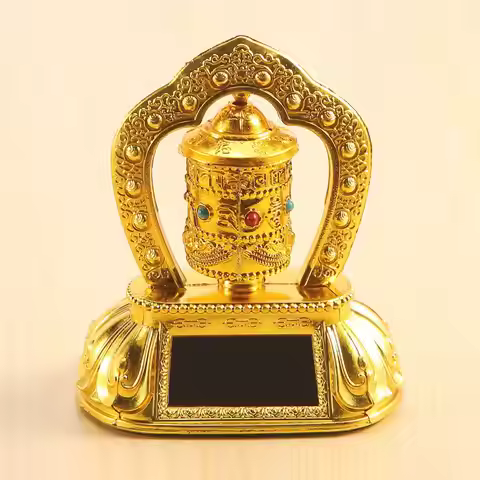 Solar Energy Prayer Wheel, Car Spinning Prayer Wheel Solar Energy Power Tibetan Buddhist Prayer Whee