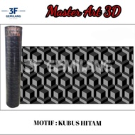 MASTER ART 3D Fiber Plastik Penutup Pagar Motif KUBUS HITAM Meteran - 3F GEMILANG