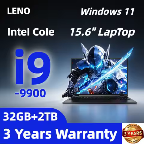 15.6 Inch 4K HD Ultra Thin Laptop 2026 LENO, Intel i9 9900, Win11 16GB RAM 1TB SSD, Portable Gaming 