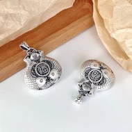 Thai Pisces Silver Hollow 999 Lucky Bag Pendant Pure Creative Pendant Silver Ethnic Retro Pendant Ke