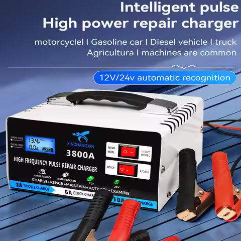 EU Plug 12V 24V Fast Charger For Lead Acid Battery High Power Repair Battery Charger Full Automatic 